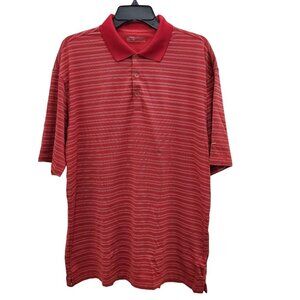 Nike Golf NikeFit Dry Men's Red White Double Stripe Short Sleeve Polo Shirt Sz L